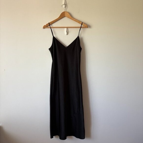 Aritzia Wilfred Only Satin Midi Slip Dress Black Size Small - Picture 8 of 11